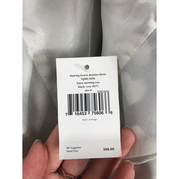 New Kate Spade Dancing Hearts Domino Short Dress Black Cream Feminine Cute Date - Picture 3 of 16